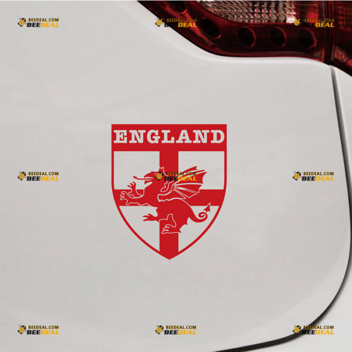 England Anglo Saxon Dragon Sticker Decal Vinyl ST George's Cross Shield, Custom Choose Size Color, For Car Laptop Window Boat, Die Cut No Background