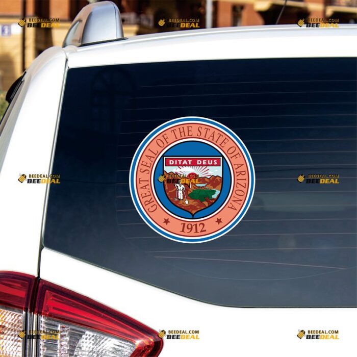 Arizona Sticker Decal Vinyl AZ State Seal – For Car Truck Bumper Bike Laptop – Custom, Choose Size, Reflective or Glossy