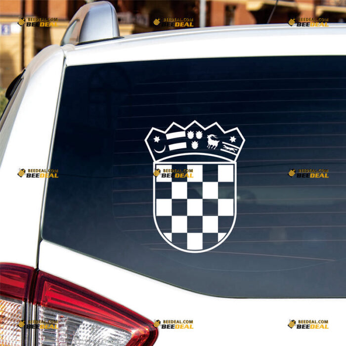 Croatia Sticker Decal Vinyl, Croatian Coat Of Arms, Single Color – For Car Truck Bumper Bike Laptop – Custom, Choose Size Color – Die Cut No Background