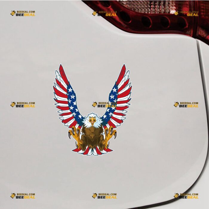 Bald Eagle Sticker Decal Vinyl American Flag – For Car Truck Bumper Bike Laptop – Custom, Choose Size, Reflective or Glossy 72531155