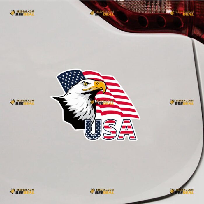 Bald Eagle Sticker Decal Vinyl American Flag – For Car Truck Bumper Bike Laptop – Custom, Choose Size, Reflective or Glossy 72531156