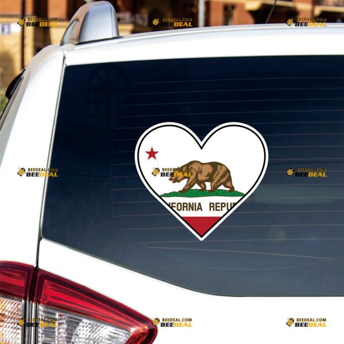 California Sticker Decal Vinyl Heart Shaped Cali Flag, Love Home – For Car Truck Bumper Bike Laptop – Custom, Choose Size, Reflective or Glossy 72531223