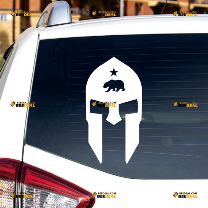 California Sticker Decal Vinyl, Spartan Mask Helmet, Cali Flag Bear – For Car Truck Bumper Bike Laptop – Custom, Choose Size Color – Die Cut No Background 7630852