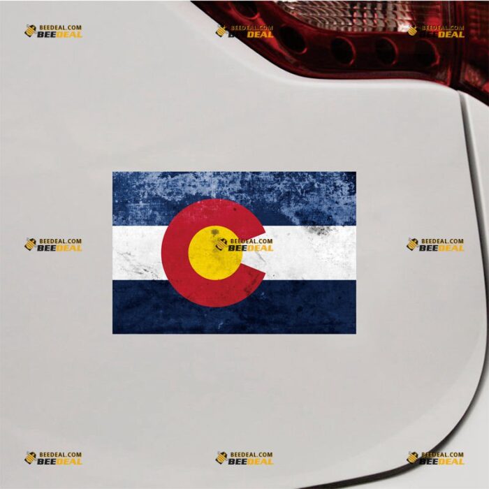 Colorado Sticker Decal Vinyl CO State Flag, Grunge Subdued – For Car Truck Bumper Bike Laptop – Custom, Choose Size, Reflective or Glossy 72531357