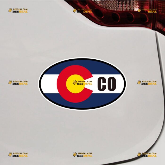 Colorado Sticker Decal Vinyl CO State Flag Oval Code – For Car Truck Bumper Bike Laptop – Custom, Choose Size, Reflective or Glossy