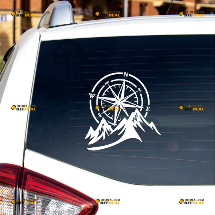 Compass Sticker Decal Vinyl, Mountain 4x4 Off Road – Fit For Ford Chevy GMC Toyota Jeep Car Truck – Custom, Choose Size Color – Die Cut No Background