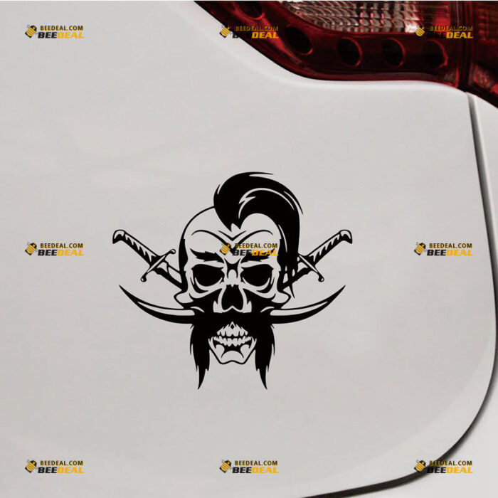 Cossack Sticker Decal Vinyl, Ukrainian Warrior Skull, Cross Swords – For Car Truck Bumper Bike Laptop – Custom, Choose Size Color – Die Cut No Background