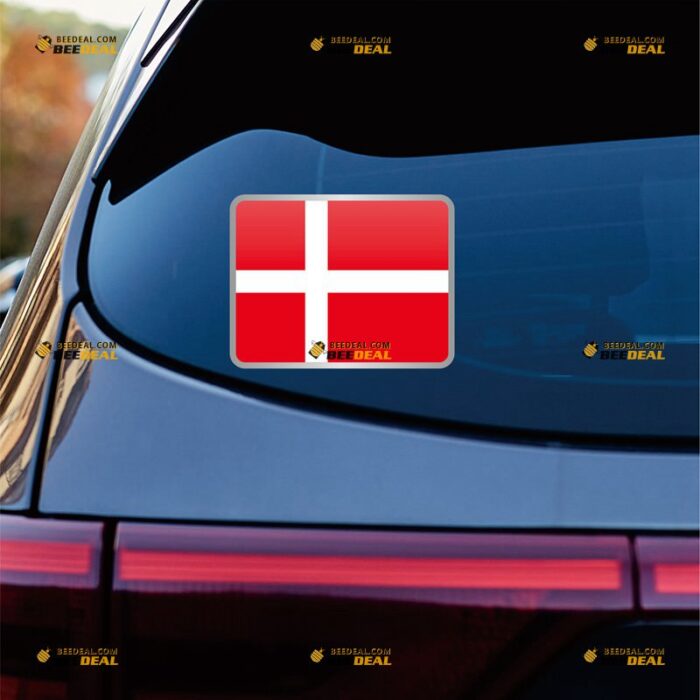 Denmark Sticker Decal Vinyl, Danish Flag Rectangle – For Car Truck Bumper Bike Laptop – Custom, Choose Size, Reflective or Glossy 72031328