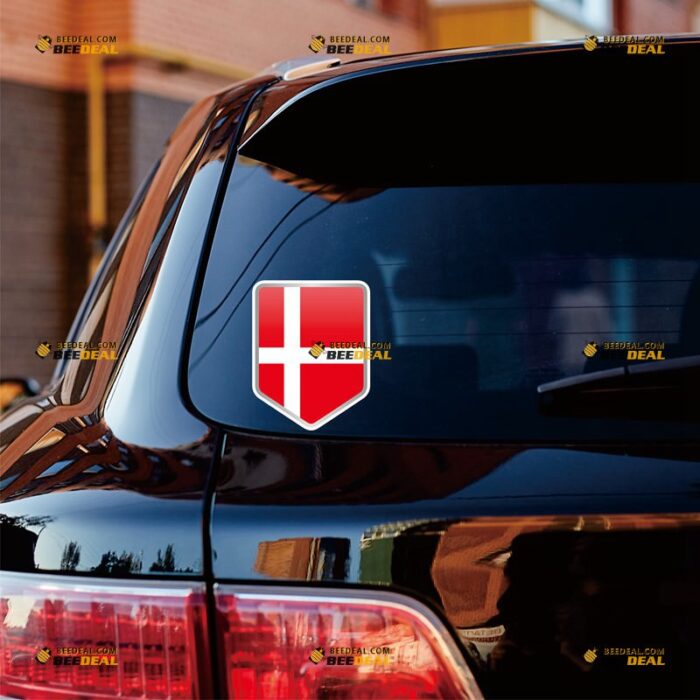 Denmark Sticker Decal Vinyl, Danish Flag Shield – For Car Truck Bumper Bike Laptop – Custom, Choose Size, Reflective or Glossy 72031330