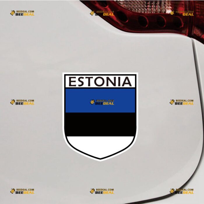 Estonia Sticker Decal Vinyl, Estonia Estonian Flag Shield – For Car Truck Bumper Bike Laptop – Custom, Choose Size, Reflective or Glossy