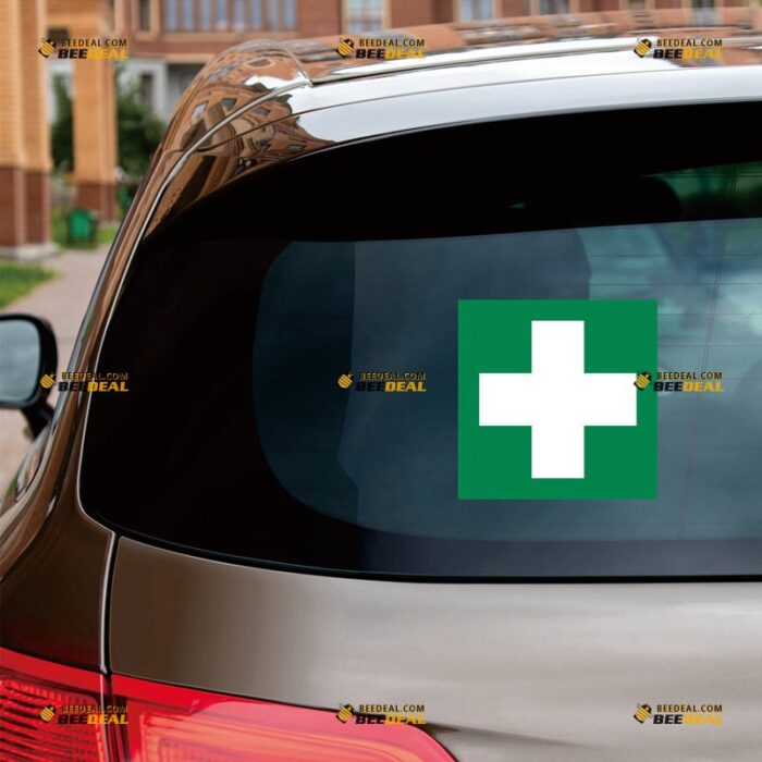 First Aid Sticker Decal Vinyl, Green Cross – For Car Truck Bumper Bike Laptop – Custom, Choose Size, Reflective or Glossy 72031331