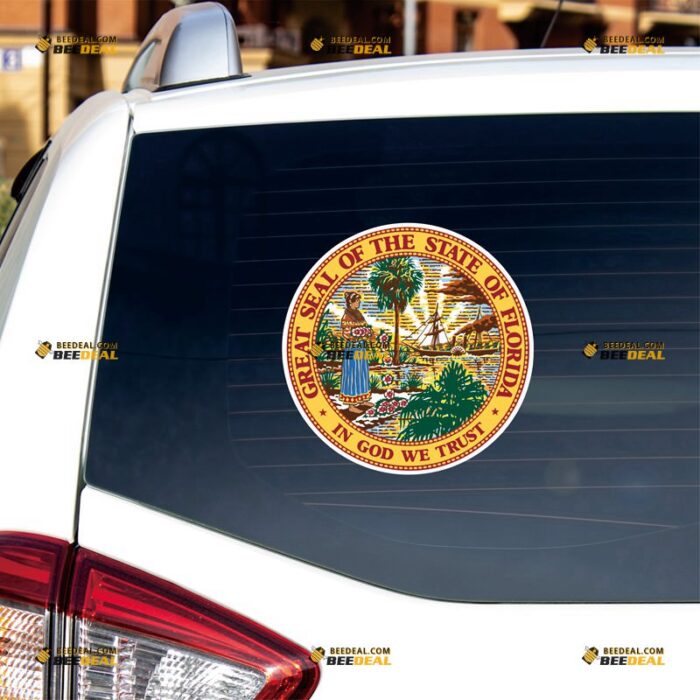 Florida Sticker Decal Vinyl American Sunshine State Seal – For Car Truck Bumper Bike Laptop – Custom, Choose Size, Reflective or Glossy 71632211