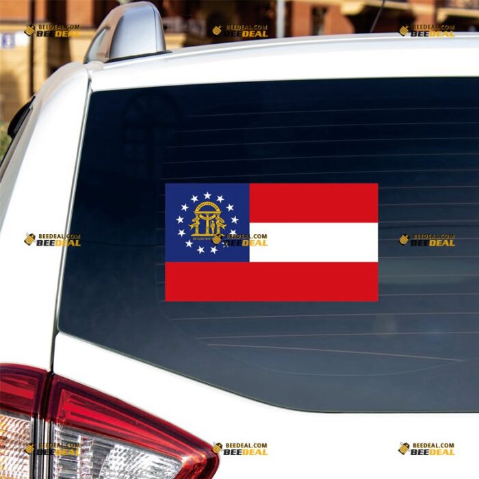 Georgia Sticker Decal Vinyl, GA State Flag – For Car Truck Bumper Bike Laptop – Custom, Choose Size, Reflective or Glossy