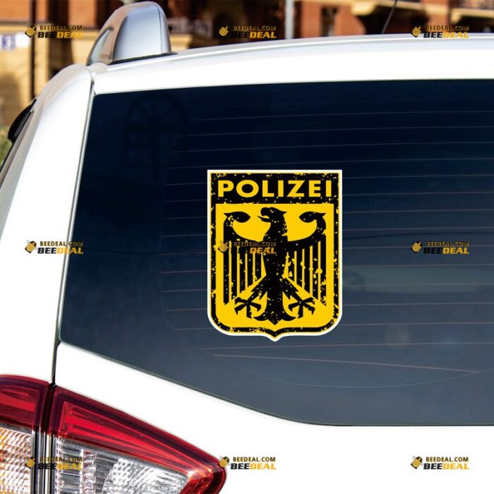 German Police Sticker Decal Vinyl, Germany Polizei Coat Of Arms Eagle – For Car Truck Bumper Bike Laptop – Custom, Choose Size, Reflective or Glossy