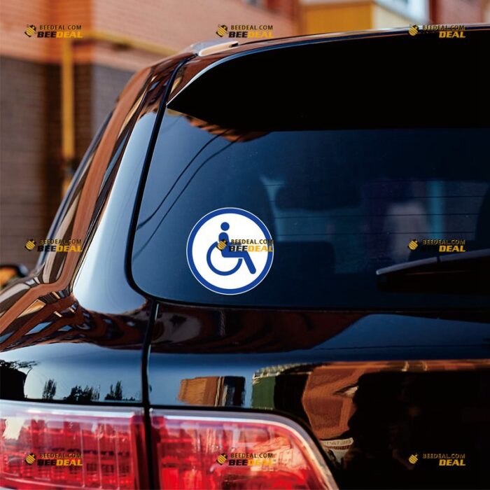 Handicap Sticker Decal Vinyl, Wheelchair Disabled, Round – For Car Truck Bumper Window – Custom, Choose Size, Reflective or Glossy 73032111