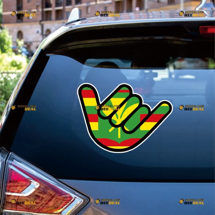 Hawaii Sticker Decal Vinyl, Shaka Sign Hang Loose, Kanaka Maoli Flag, Beach Life – For Car Truck Bumper Bike Laptop – Custom, Choose Size, Reflective or Glossy 72531439