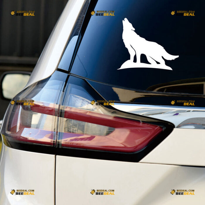 Howling Wolf Sticker Decal Vinyl, Animal – For Car Truck Bumper Bike Laptop – Custom, Choose Size Color – Die Cut No Background