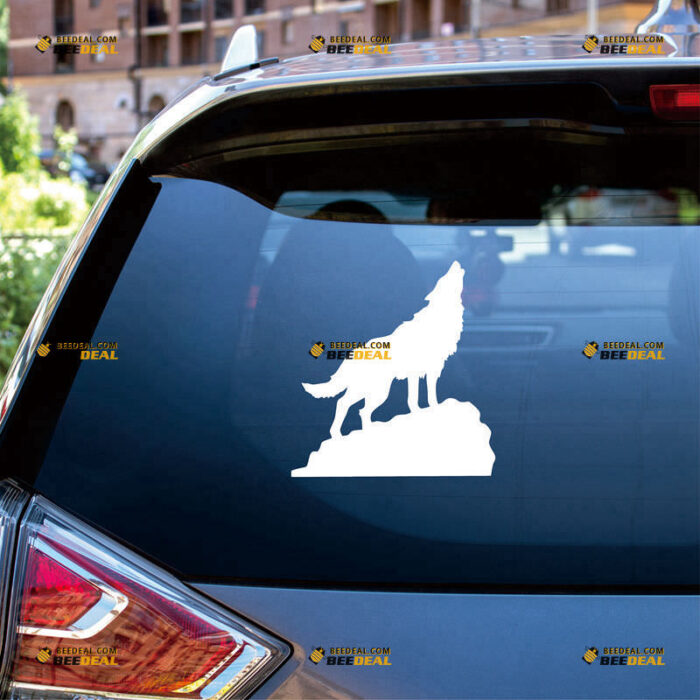 Howling Wolf Sticker Decal Vinyl, Animal – For Car Truck Bumper Bike Laptop – Custom, Choose Size Color – Die Cut No Background