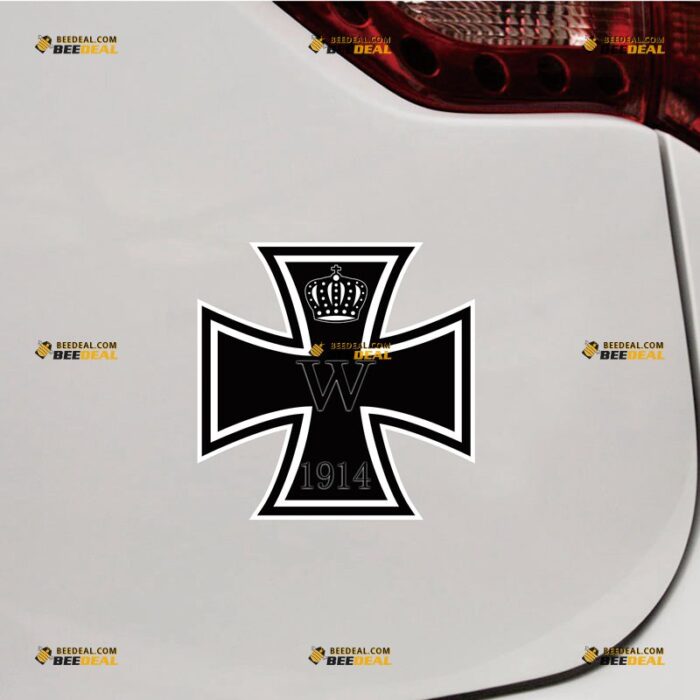 Iron Cross Sticker Decal Vinyl German Army 1914 Crown – For Car Truck Bumper Bike Laptop – Custom, Choose Size, Reflective or Glossy 72031935