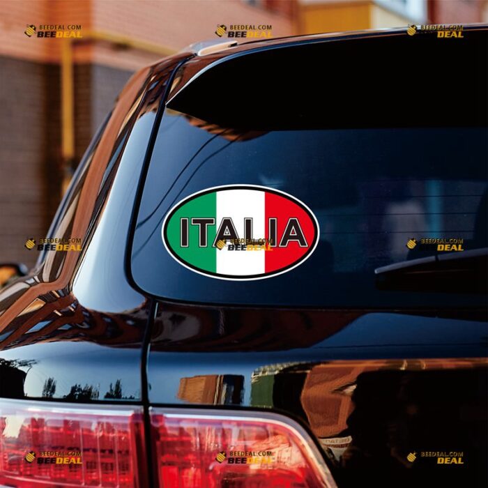 Italy Sticker Decal Vinyl Italia, Italian Oval Country Flag – For Car Truck Bumper Bike Laptop – Custom, Choose Size, Reflective or Glossy 72031956