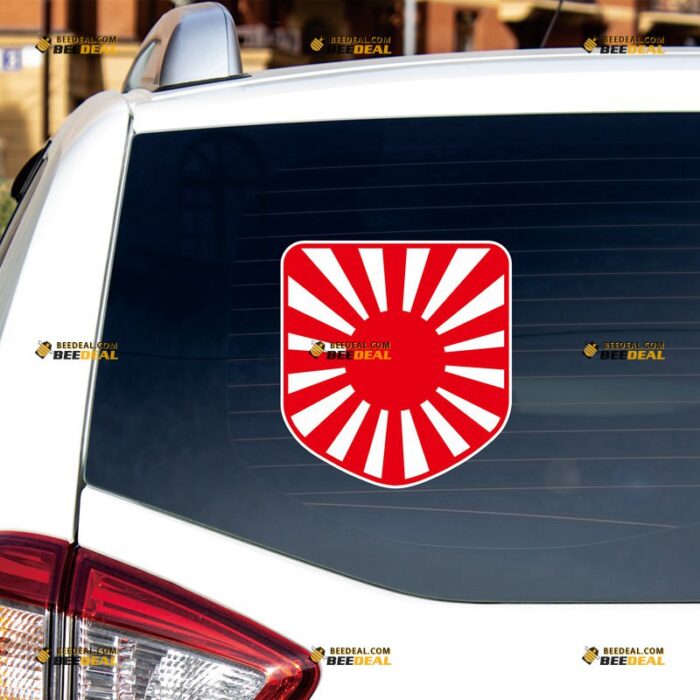 Japanese Rising Sun Sticker Decal Vinyl Japan Flag JDM Shield – For Car Truck Bumper Bike Laptop – Custom, Choose Size, Reflective or Glossy 72032015