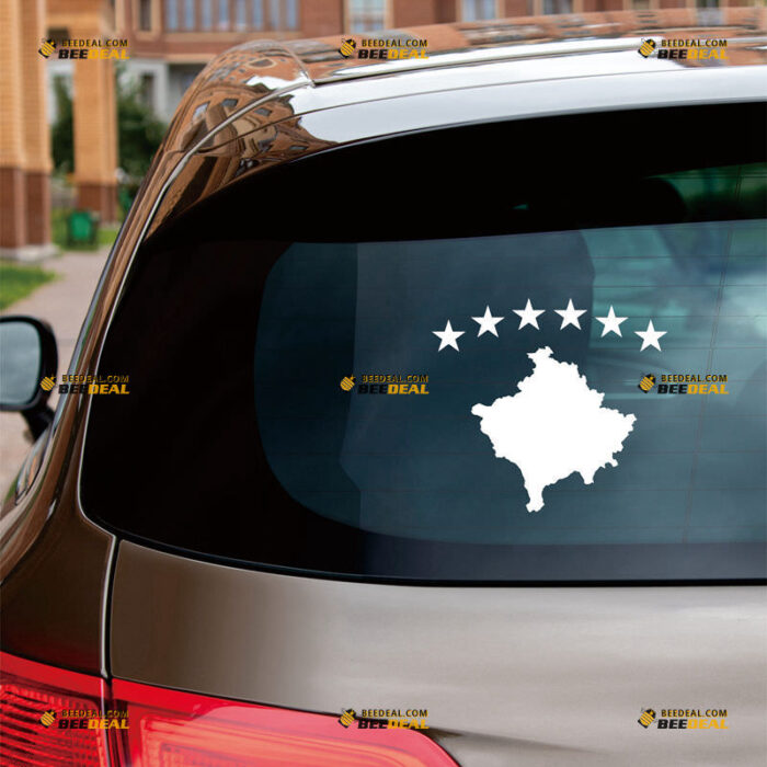 Kosovo Sticker Decal Vinyl, Kosovar Country Flag Star And Map – For Car Truck Bumper Bike Laptop – Custom, Choose Size Color – Die Cut No Background