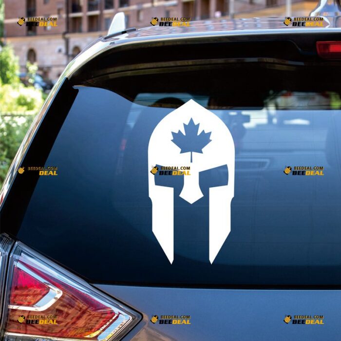 Maple Leaf Sticker Decal Vinyl, Spartan Mask Helmet, Canadian – For Car Truck Bumper Bike Laptop – Custom, Choose Size Color – Die Cut No Background 7630854