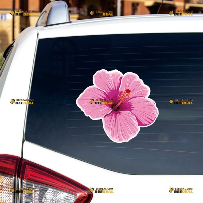 Pink Hibiscus Flower Sticker Decal Vinyl, Hawaii HI Beach Life – For Car Truck Bumper Bike Laptop – Custom, Choose Size, Reflective or Glossy 72531438