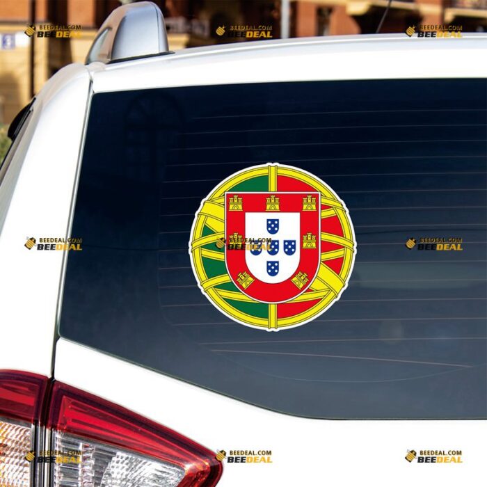 Portugal Sticker Decal Vinyl, Portuguese Flag Coat Of Arms Round – For Car Truck Bumper Bike Laptop – Custom, Choose Size, Reflective or Glossy 71632344