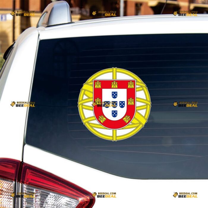 Portugal Sticker Decal Vinyl, Portuguese Flag Coat Of Arms Round – For Car Truck Bumper Bike Laptop – Custom, Choose Size, Reflective or Glossy 71632345