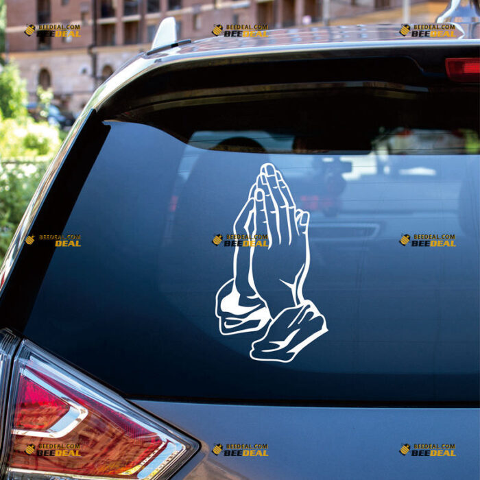 Praying Hands Sticker Decal Vinyl, God Jesus Christian – For Car Truck Bumper Bike Laptop – Custom, Choose Size Color – Die Cut No Background