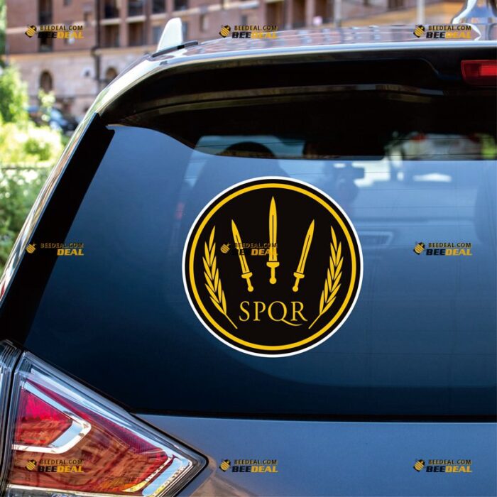 SPQR Sticker Decal Vinyl, Ancient Rome Sword Round – For Car Truck Bumper Bike Laptop – Custom, Choose Size, Reflective or Glossy 72032242