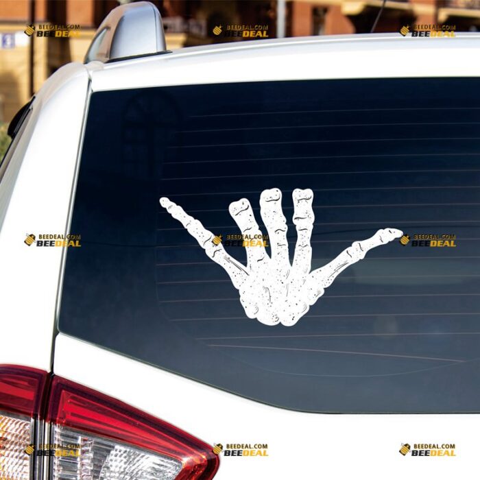 Shaka Sticker Decal Vinyl, Hang Loose, Hand Sign Gesture, Skeleton Skull – For Car Truck Bumper Bike Laptop – Custom, Choose Size, Reflective or Glossy 72531506