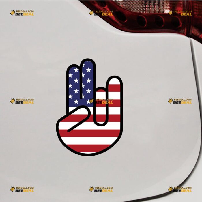 Shocker Hand Sticker Decal Vinyl, American Flag – For Car Truck Bumper Bike Laptop – Custom, Choose Size, Reflective or Glossy 71632329