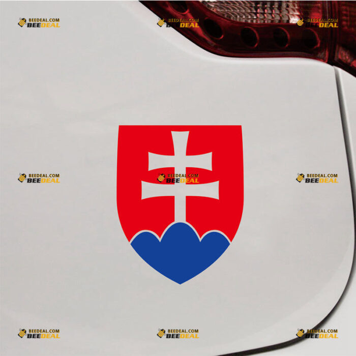 Slovak Sticker Decal Vinyl, Slovak Republic Coat Of Arms – For Car Truck Bumper Bike Laptop – Custom, Choose Size – Die Cut No Background