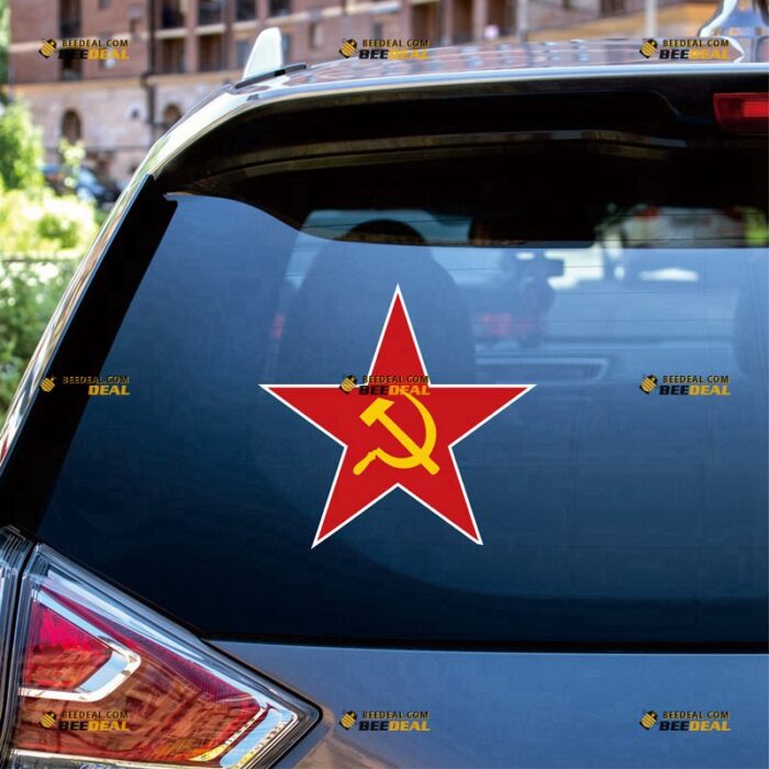 Soviet Union Sticker Decal Vinyl, USSR CCCP Red Star, Hammer and Sickle – For Car Truck Bumper Bike Laptop – Custom, Choose Size, Reflective or Glossy 72032234