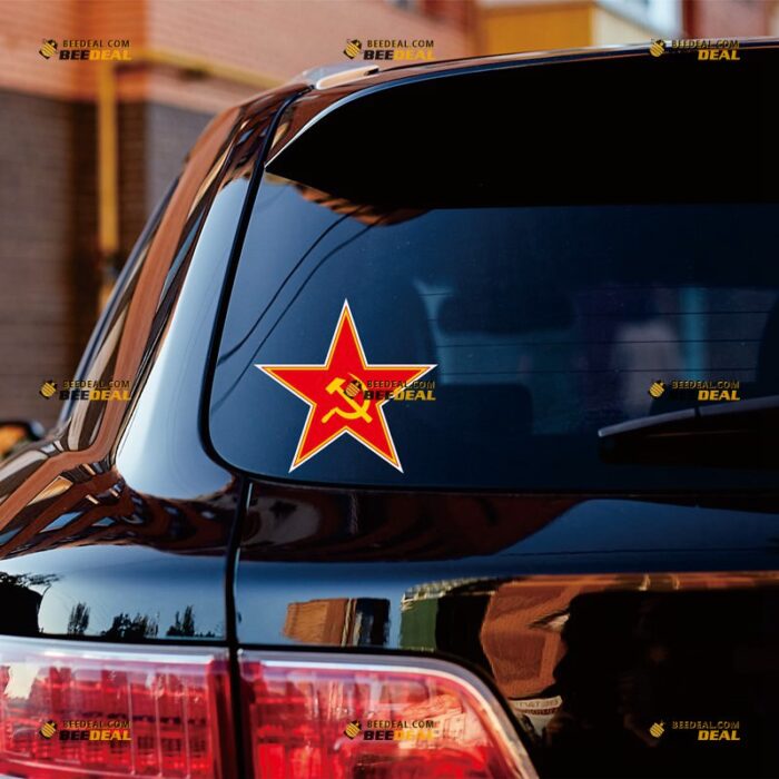 Soviet Union Sticker Decal Vinyl, USSR CCCP Red Star, Hammer and Sickle – For Car Truck Bumper Bike Laptop – Custom, Choose Size, Reflective or Glossy 72032240