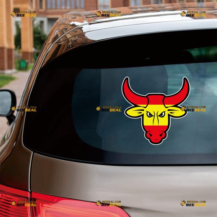 Spanish Bull Sticker Decal Vinyl, Espana Spain Flag – For Car Truck Bumper Bike Laptop – Custom, Choose Size, Reflective or Glossy 71932331