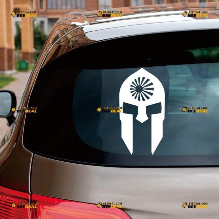 Spartan Helmet Sticker Decal Vinyl, Japanese Rising Sun Round – For Car Truck Bumper Bike Laptop – Custom, Choose Size Color – Die Cut No Background 7630858