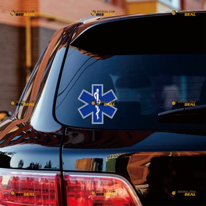 Star Of Life Sticker Decal Vinyl, EMT Emergency Medical Ambulance – For Car Truck Bumper Bike Laptop – Custom, Choose Size, Reflective or Glossy 72030009