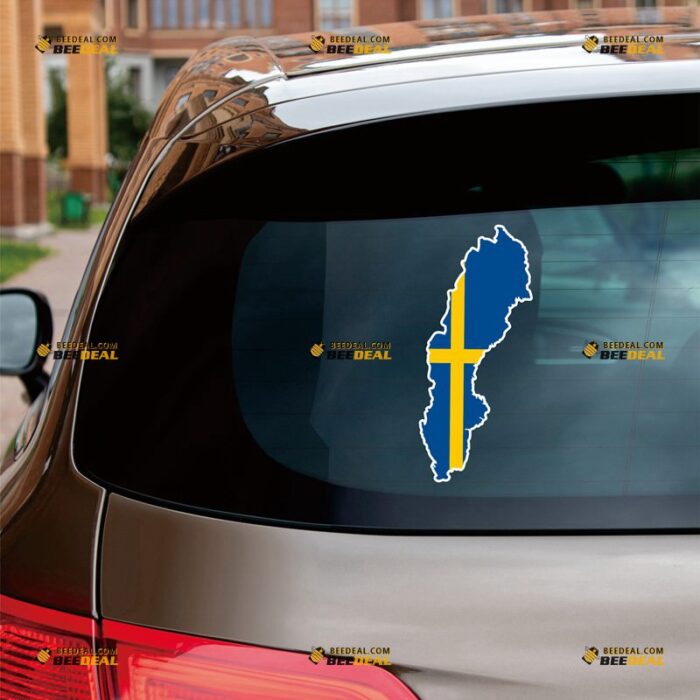 Sweden Sticker Decal Vinyl, Swedish Flag And Map – For Car Truck Bumper Bike Laptop – Custom, Choose Size, Reflective or Glossy 71632148