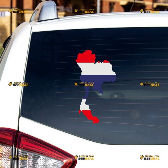 Thailand Sticker Decal Vinyl, Thai Flag Map Outline – For Car Truck Bumper Bike Laptop – Custom, Choose Size, Reflective or Glossy