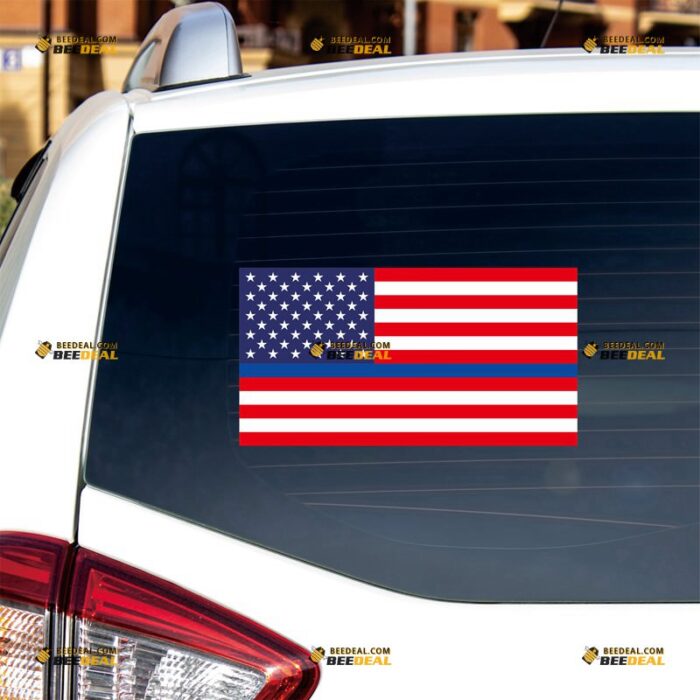 Thin Blue Line Sticker Decal Vinyl American Flag, Police Force – For Car Truck Bumper Bike Laptop – Custom, Choose Size, Reflective or Glossy 72032250