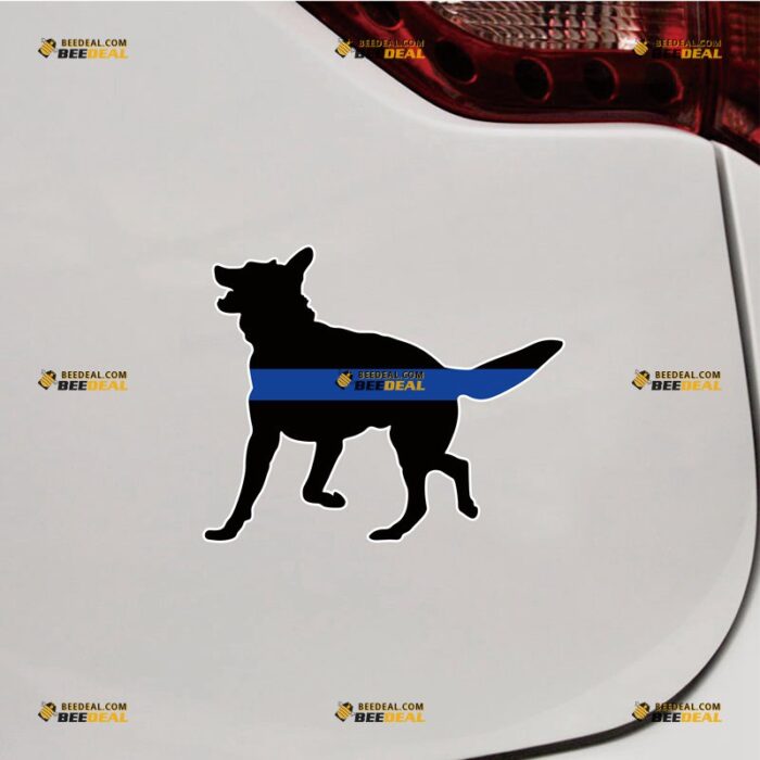 Thin Blue Line Sticker Decal Vinyl, German Shepherd K9 Unit – For Car Truck Bumper Bike Laptop – Custom, Choose Size, Reflective or Glossy 71932313