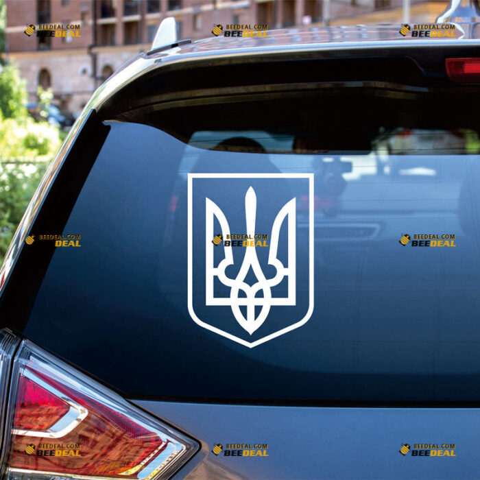 Ukraine Sticker Decal Vinyl, Coat Of Arms Tryzub, Ukrainian Trident – For Car Truck Bumper Bike Laptop – Custom, Choose Size Color – Die Cut No Background