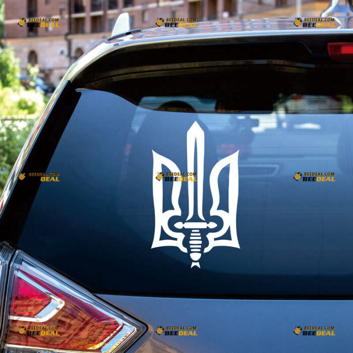 Ukraine Sticker Decal Vinyl, Right Sector, Ukrainian Trident Tryzub – For Car Truck Bumper Bike Laptop – Custom, Choose Size Color – Die Cut No Background