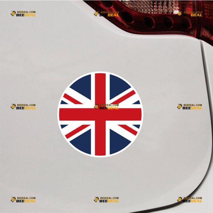 Union Jack Sticker Decal Vinyl UK Flag Round – For Car Truck Bumper Bike Laptop – Custom, Choose Size, Reflective or Glossy 73130001