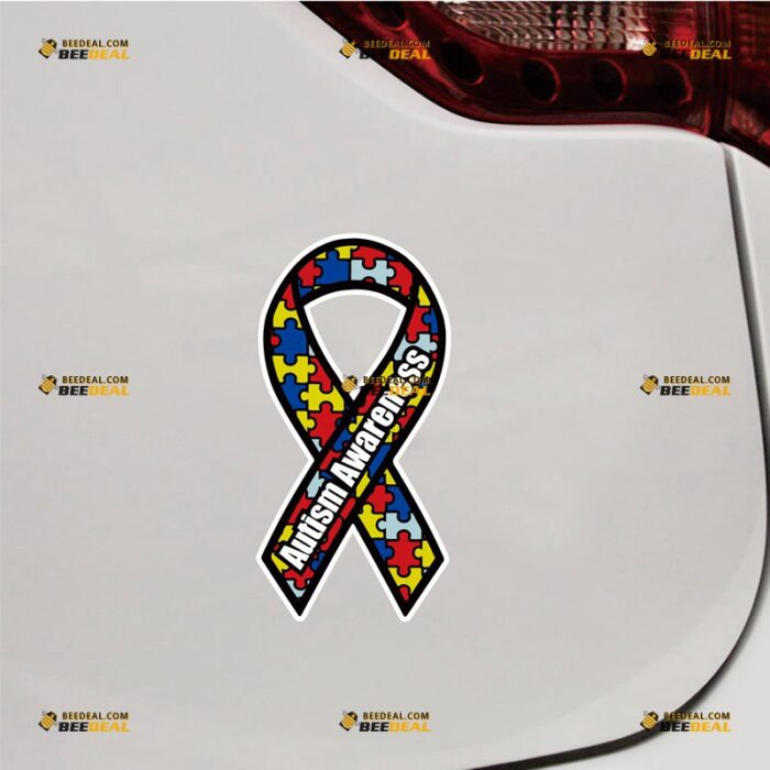 Autism Awareness Ribbon Sticker Decal Vinyl – Custom, Choose Size, Reflective or Glossy 73130010