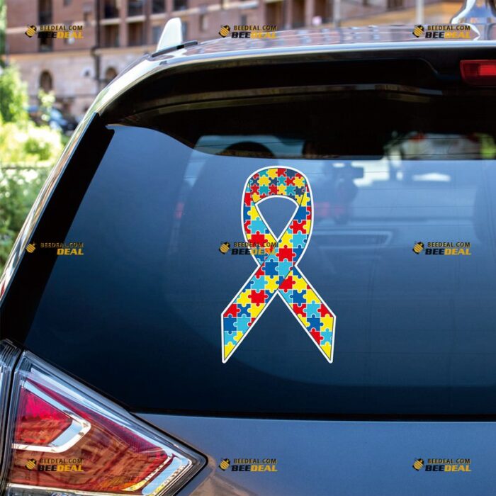 Autism Awareness Ribbon Sticker Decal Vinyl – Custom, Choose Size, Reflective or Glossy 73130011