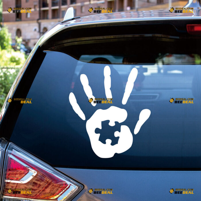 Autism Awareness Sticker Decal Vinyl Hand, Puzzle Piece – Custom, Choose Size Color – Die Cut No Background